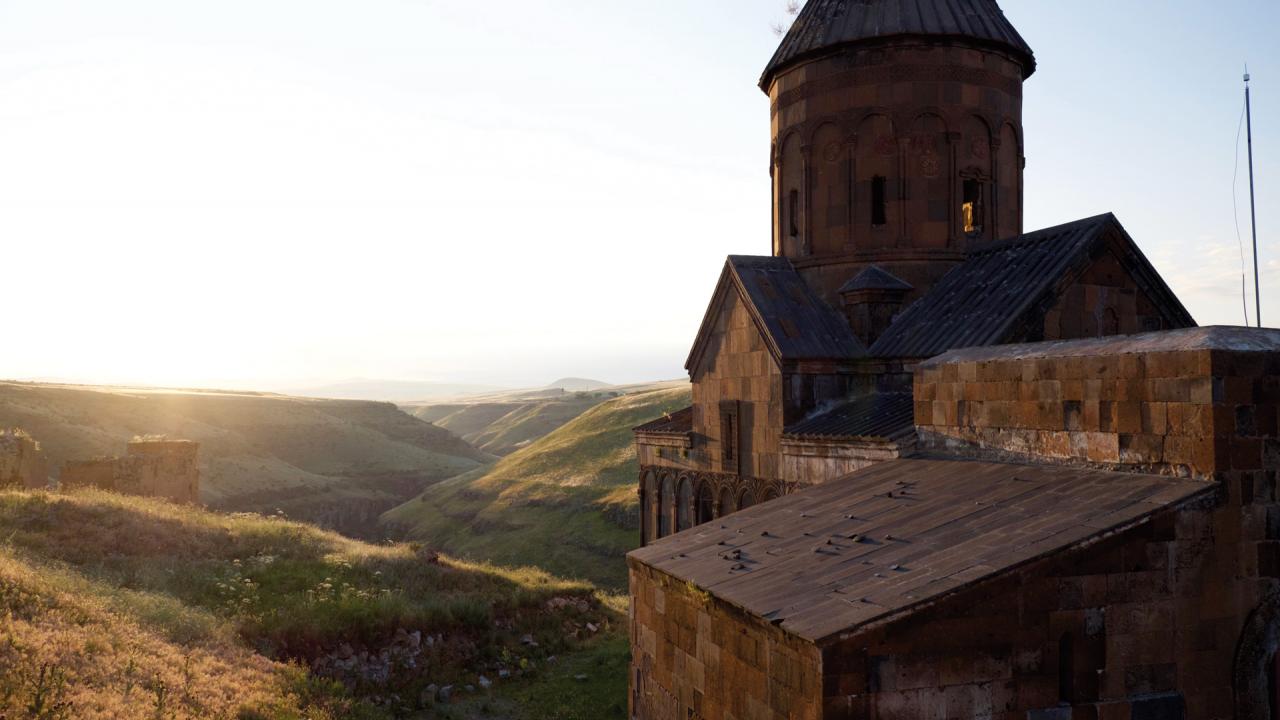 Sunrise over Ani. At its peak in the 10th century CE, it was one of the biggest cities in the Caucasus.